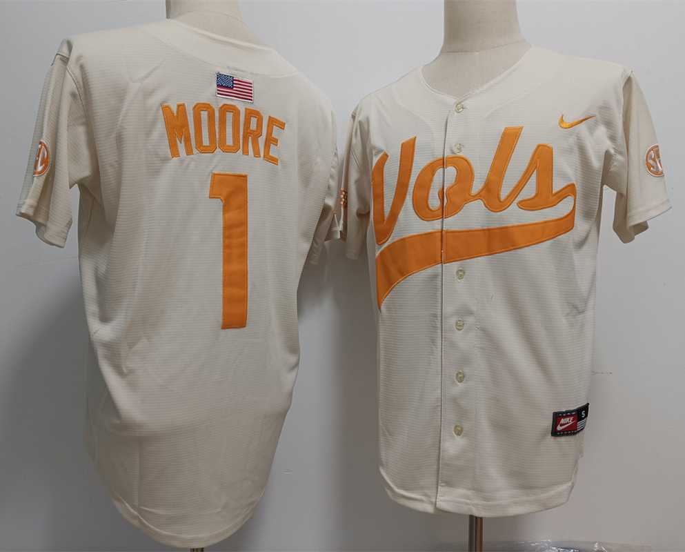 Mens Tennessee Volunteers #1 Christian Moore White Stitched Jersey->tennessee volunteers->NCAA Jersey